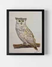 GUAJARDO Original Contemporary Expressionism Owl 11X8.5 Paper Signed Art