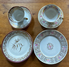 2x Vintage Kaffeegedecke, Porzellan weiß mit...