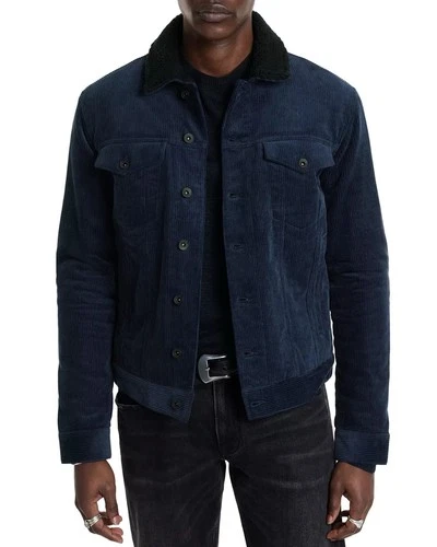 John Varvatos Sawyer Corduroy Sherpa Trucker Jacket Mens Large (Italy 50) Blue - product listing photo