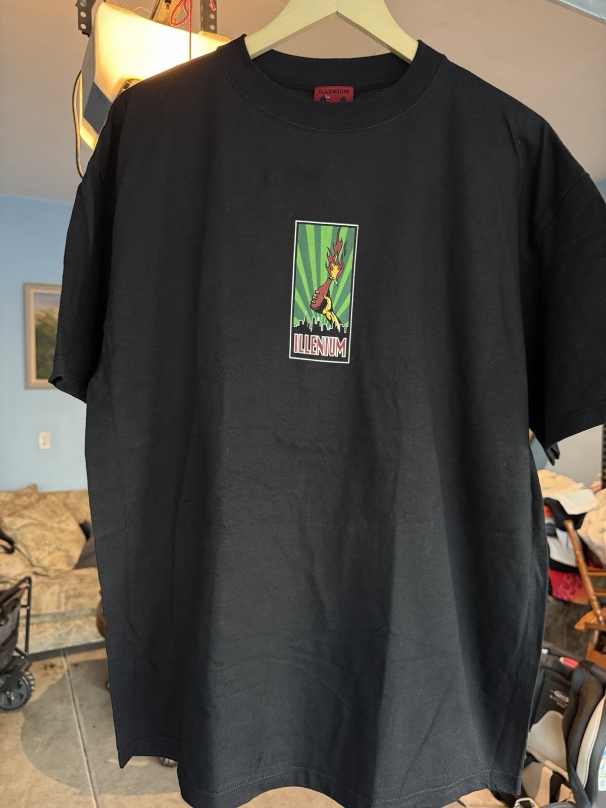 Vintage Y2k Skateboard Shirt Illenium Black