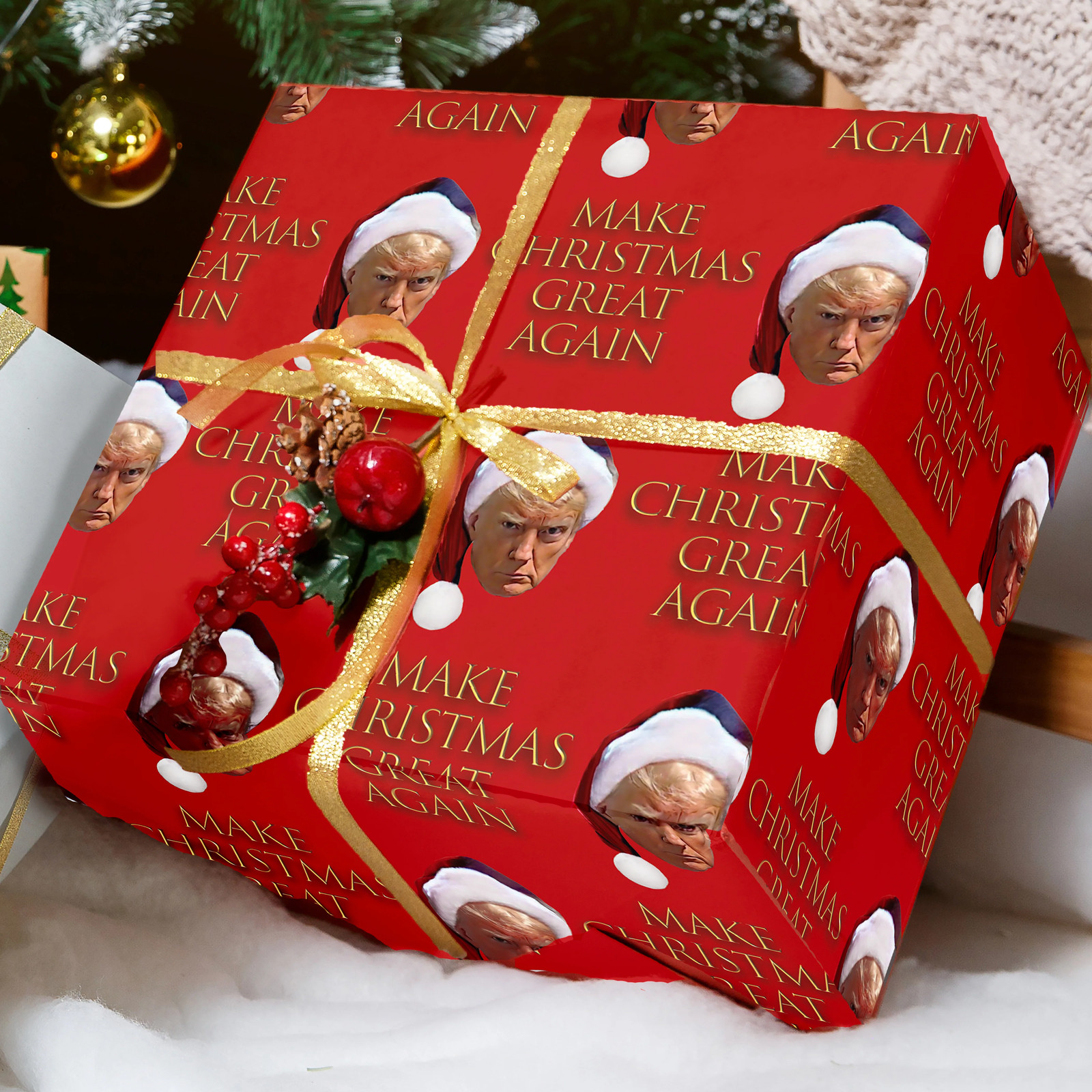 | Red Holiday Gift Wrap | Patriotic Novelty