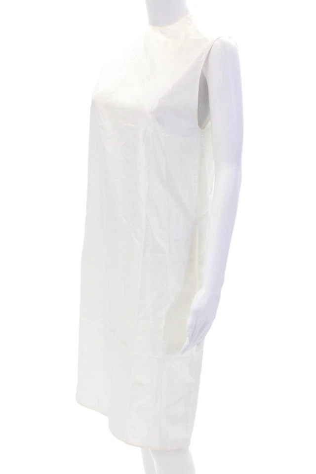 Prada Women's Round Neck Sleeveless Mini Shift Dress Cream Size 38 - Image 2 of 4