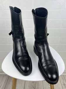 Bottes GUCCI cuir de veau chaussures hautes dos bretelles zippées noir homme taille US 11,5