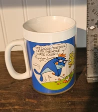 Vtg Charlie Tuna Starkist Insulated Mug Basketball & Golf 1970's Advertisement