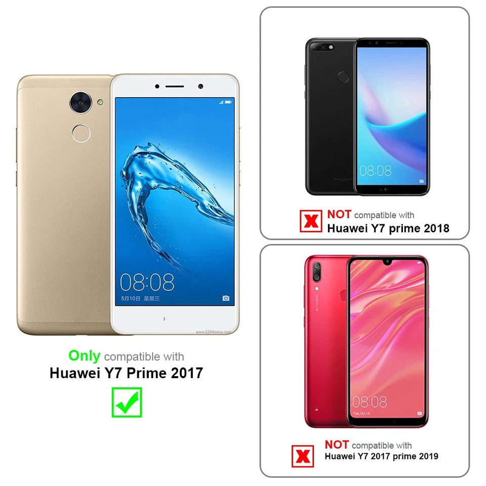 Funda para Huawei Y7 PRIME 2017 Cubierta Protección Libro Billetera Libro Magnético Foto 2 de 4