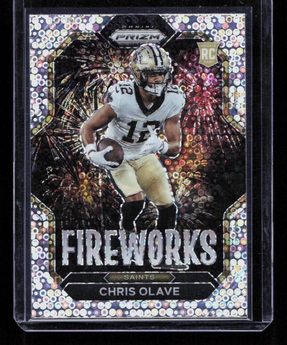 Chris Olave 2022 Panini Prizm #F-14 Fireworks No Huddle Prizm Rookie