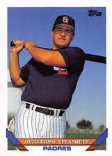Guillermo Velasquez 1993 Topps 724 San Diego Padres Baseball Card
