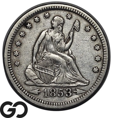 1853 Seated Liberty Quarter w/ Arrows & Rays, Choice AU++/Unc