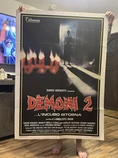 Original FOLDED~ DEMONS 2 ~ ITALIAN POSTER RARE SUBWAY 39”x55” TWO FOGLI