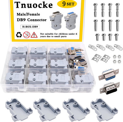 18-Pack DB9 Connector Adapter Kit, 9 Pin D-SUB Male/Female Solder Cup