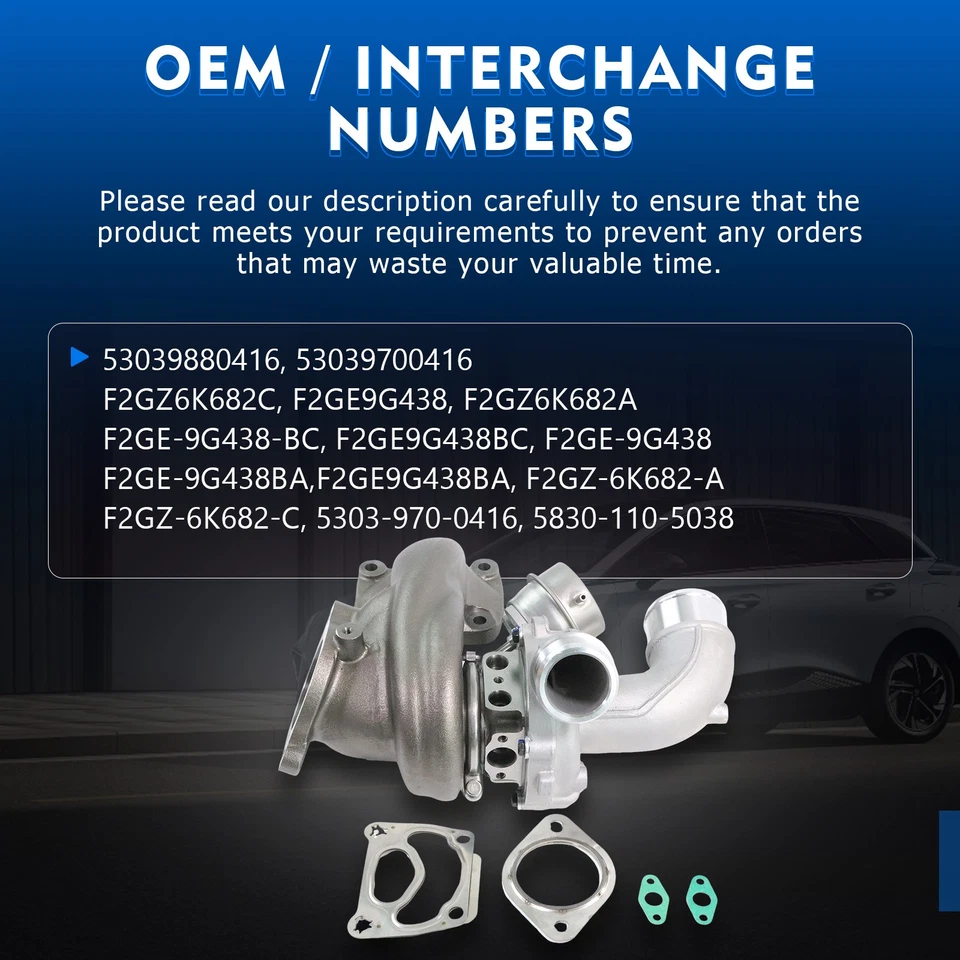 Turbo Turbocharger For Ford Edge 2.0 L EcoBoost 2015 2016 2017 2018 53039880416 Foto 3 de 4