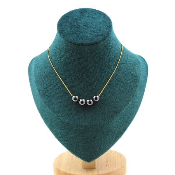 Edelsteine & Mineralien Collier 4 Perlen HäMatit 8 Mm Kette Aus Stahl-image