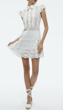 Alice + Olivia Meeko Embroidered Eyelet & Lace Trim Cotton Minidress Size - 4