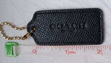 Authentic Coach Black Leather with Gold Hardware KeyChain Fob Charm Hang Tag