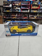 2014 Chevy 1:18 Corvette Stingray Z51 Yellow Maisto Diecast Car Rare With Top.