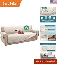 Waterproof Sofa Cover Couch Protector Slipcover for Dogs Kids 70 Inches Ivory