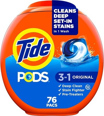 Tide PODS Liquid Laundry Detergent, Original Scent, HE Compatible, 76 Count