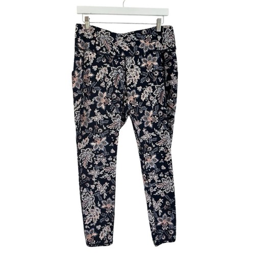 J. Jill Women’s Fit Performance Ankle Leggings Floral Blue Pink Size Medium