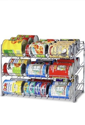 SimpleHouseware Stackable Chrome Can Rack 3-Tier Adjustable Dividers New in Box