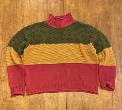 Vintage Esprit Knit Sweater Women s Small Colorful Striped Red Yellow Green