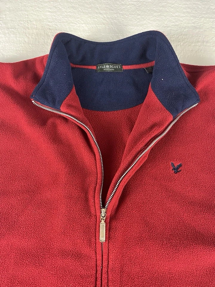 Lyle & Scott Vest Full Zip Jacket Men’s Size XXL Red Fleece Polyester Golf - Image 2 of 4