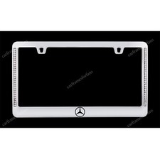 Mercedes Benz Logo License Plate Frame Chrome With Rhinestones