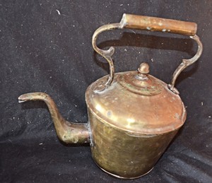 Vintage-Hand-Made-Brass-Tea-Pot-Kettle-Goose-Neck-Spout-Brass-Handle