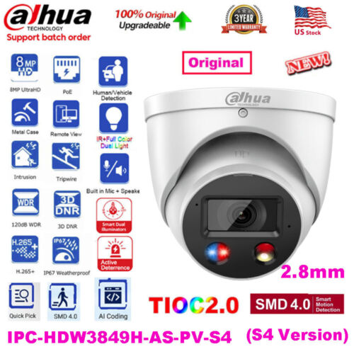 Dahua Camera System Kit TiOC2.0 IPC-HDW3849H-AS-PV-S5 Active Deterrence+4TB HDD - Picture 4 of 24