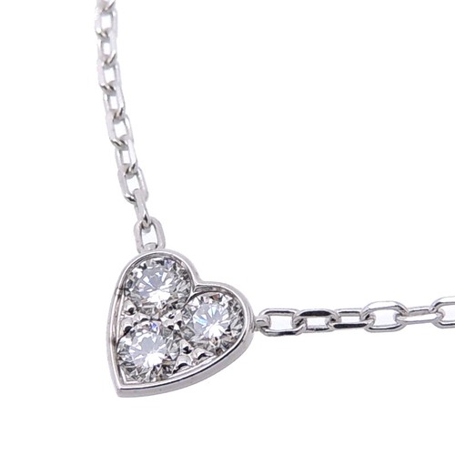 Cartier Mini Heart Au750 18K White Gold Diamond Necklace 40.5cm/15.94in 3.0grams