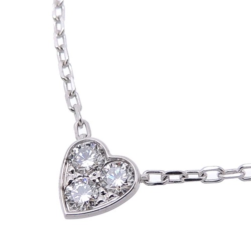 Cartier Mini Heart Au750 18K White Gold Diamond Necklace 40.5cm/15.94in 3.0grams - Picture 1 of 8