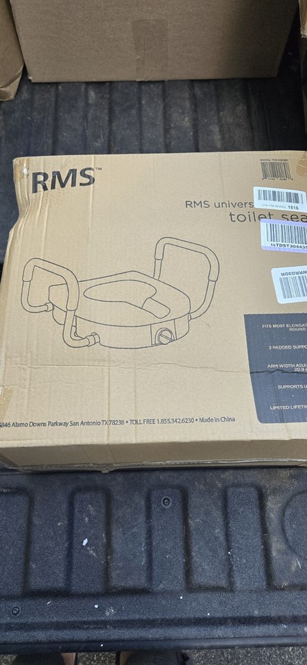 RMS Raised Toilet Seat - 5 Inch Elevated Riser with Adjustable Padded ...
