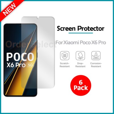 6-Pack LCD Ultra Clear HD Screen Protector for Android Phone Xiaomi Poco X6 Pro
