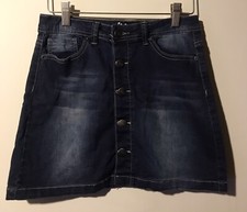 YMI Girls' Lightweight Blue Denim Skirt Pockets Stretch Size 12 Distressed