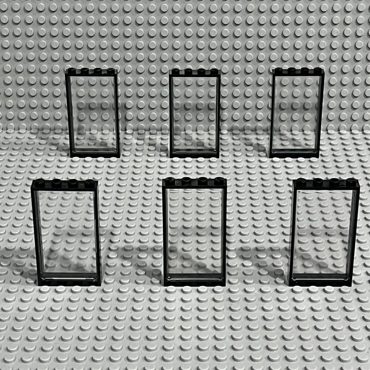 Lego Door Frames Black 1x4x6 (60596) + Clear Glass (57895) Lot of