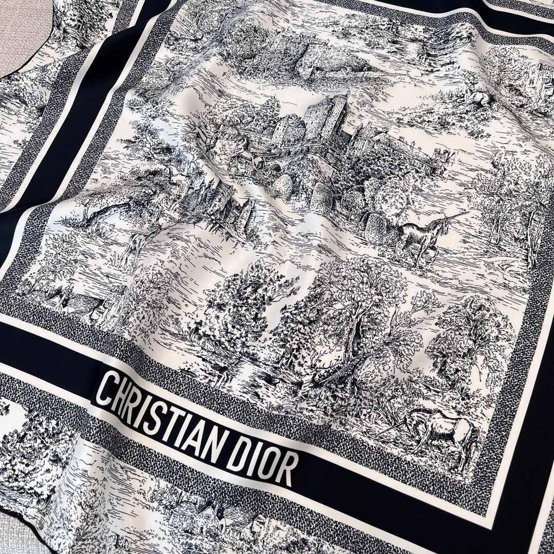 Dior Silk Scarf Toile de Jouy Sauvage 90*90 for Women | eBay