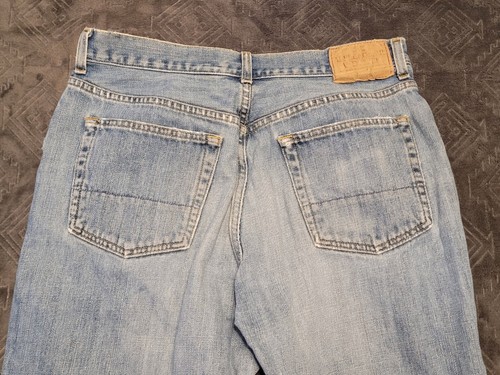 Abercrombie Fitch Q892 Light Wash Jeans Men Boot Cut Size 33x32 Distressed Worn - Picture 16 of 18
