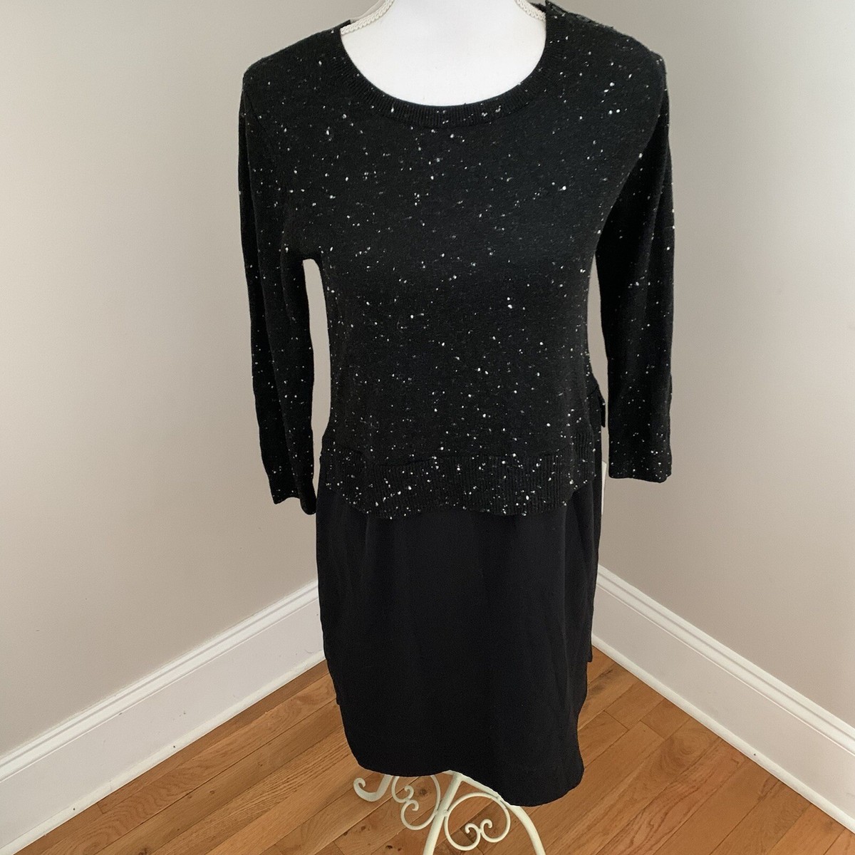 Ann Taylor LOFT NWT Womens Long Sleeve Textured Black Sweater Dress XS | eBay Ann Taylor LOFT NWT Womens Long Sleeve Textured Black Sweater Dress XS | eBay