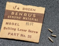 NOS NEW Pack of 3 Genuine Benrus Watch Cal. BR Setting Lever Screws - Part# 35