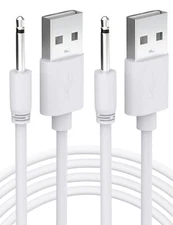 2.6ft Usb Dc Charger Cable 2.5mm Replacement Charging Cord White 2pack