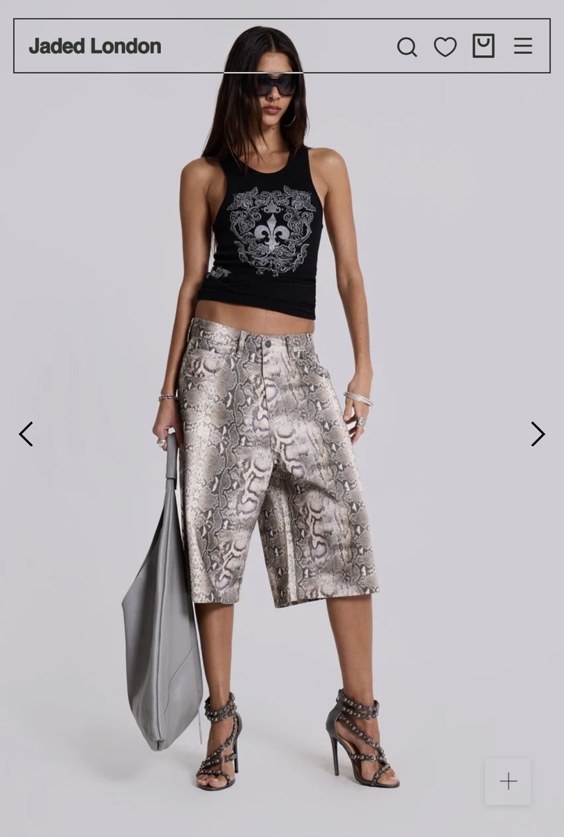 Jaded London Boa Snake Print Colossus Jorts (100% Authentic