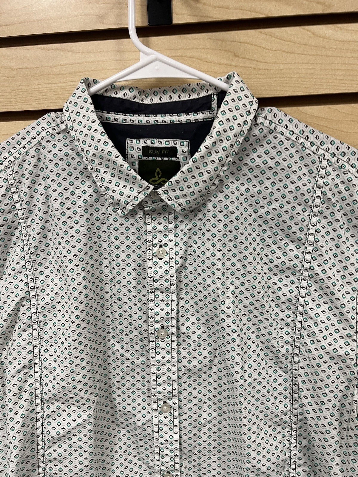 prana slim fit organic cotton button down aztec pattern all over shirt