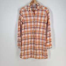 Uniqlo womens tunic blouse shirt size S multicolour plaid flax cotton 050986