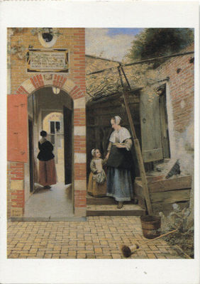Alte Kunstpostkarte - Pieter de Hoogh - The Courtyard of a House in Delft