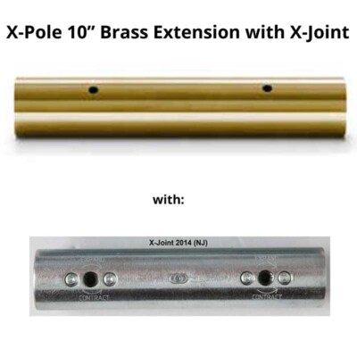 X-pole X-Pert Pro Extension for NX,PX Poles: 10-inch, 45mm - BRASS -WITH X-JOINT