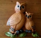 Vintage Set of 2 1976 Homco Owls Wall Hangings  Retro Home Decor 14" & 11" Tall — photo 3