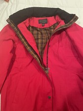 Pendleton Jacket Red. Large, Full Zip Plaid Lining 4 Pocket, w/ hood. New