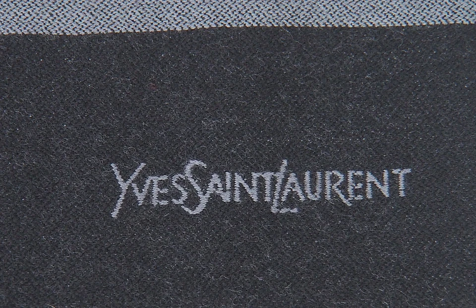 Bufanda vintage YVES SAINT LAURENT 100 % lana gris negra Foto 4 de 4
