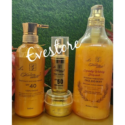 Le Asianwhite 4pcs. Shower gel, lotion. Serum & Face Cream   satisfaction