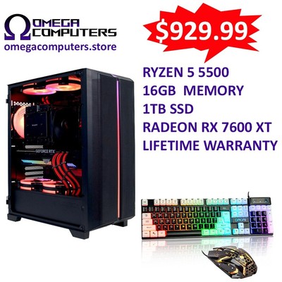AMD Ryzen 5 Radeon Radeon RX 7600 XT 16GB 1TB SSD Gaming PC