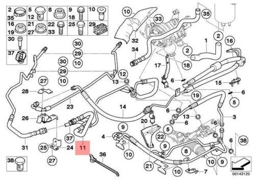 BMW 5 E60 Power Steering Line 32416766144 6766144 GENUINE NEW | eBay
